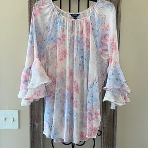 Chaps Flutter 3/4 Sleeve Top sz XXL